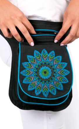 Ledvinka Purano - černá s tyrkysovou mandalou