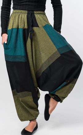 Khaki-petrolejové harémky Michaela Gautam Āyata