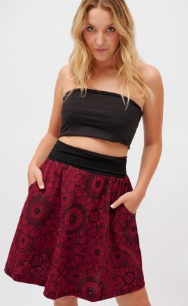 Bordó sukně s černými květy Michaela Gautam Sarada